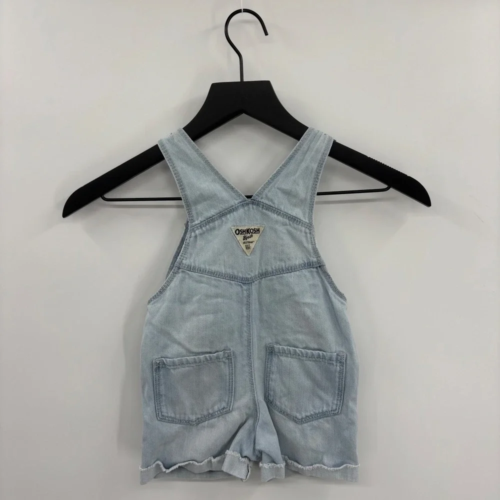 OshKosh Bgosh Kids 2T Light Wash Denim Cherry‎ Shortalls Overalls GCL15232-SML